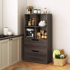 Étagère 4 cubes avec 2 tiroirs pour salon, bureau, espace de travail - Blanc/Noir/Gris/Naturel