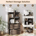 Étagère 4 cubes avec 2 tiroirs pour salon, bureau, espace de travail - Blanc/Noir/Gris/Naturel