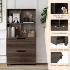 Étagère 4 cubes avec 2 tiroirs pour salon, bureau, espace de travail - Blanc/Noir/Gris/Naturel