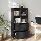 Étagère 4 cubes avec 2 tiroirs pour salon, bureau, espace de travail - Blanc/Noir/Gris/Naturel