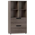 Étagère 4 cubes avec 2 tiroirs pour salon, bureau, espace de travail - Blanc/Noir/Gris/Naturel