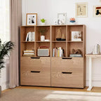 Étagère 4 cubes avec 2 tiroirs pour salon, bureau, espace de travail - Blanc/Noir/Gris/Naturel