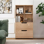 Étagère 4 cubes avec 2 tiroirs pour salon, bureau, espace de travail - Blanc/Noir/Gris/Naturel