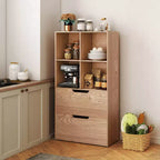 Étagère 4 cubes avec 2 tiroirs pour salon, bureau, espace de travail - Blanc/Noir/Gris/Naturel