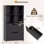 Étagère 4 cubes avec 2 tiroirs pour salon, bureau, espace de travail - Blanc/Noir/Gris/Naturel