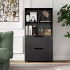 Étagère 4 cubes avec 2 tiroirs pour salon, bureau, espace de travail - Blanc/Noir/Gris/Naturel