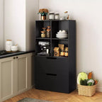 Étagère 4 cubes avec 2 tiroirs pour salon, bureau, espace de travail - Blanc/Noir/Gris/Naturel