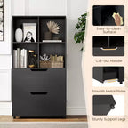 Étagère 4 cubes avec 2 tiroirs pour salon, bureau, espace de travail - Blanc/Noir/Gris/Naturel