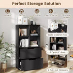 Étagère 4 cubes avec 2 tiroirs pour salon, bureau, espace de travail - Blanc/Noir/Gris/Naturel