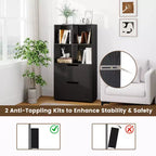 Étagère 4 cubes avec 2 tiroirs pour salon, bureau, espace de travail - Blanc/Noir/Gris/Naturel
