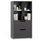 Costway 51 5-Tier 4-Cube Bookcase with 2 Drawers for Living Room, Study, Home Office White/Black/Gray/Natural