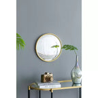 MAYEERTY D15 Round Mirror, Circle Mirror with Iron Frame for Living Room Bedroom Vanity Entryway Hallway, Gold