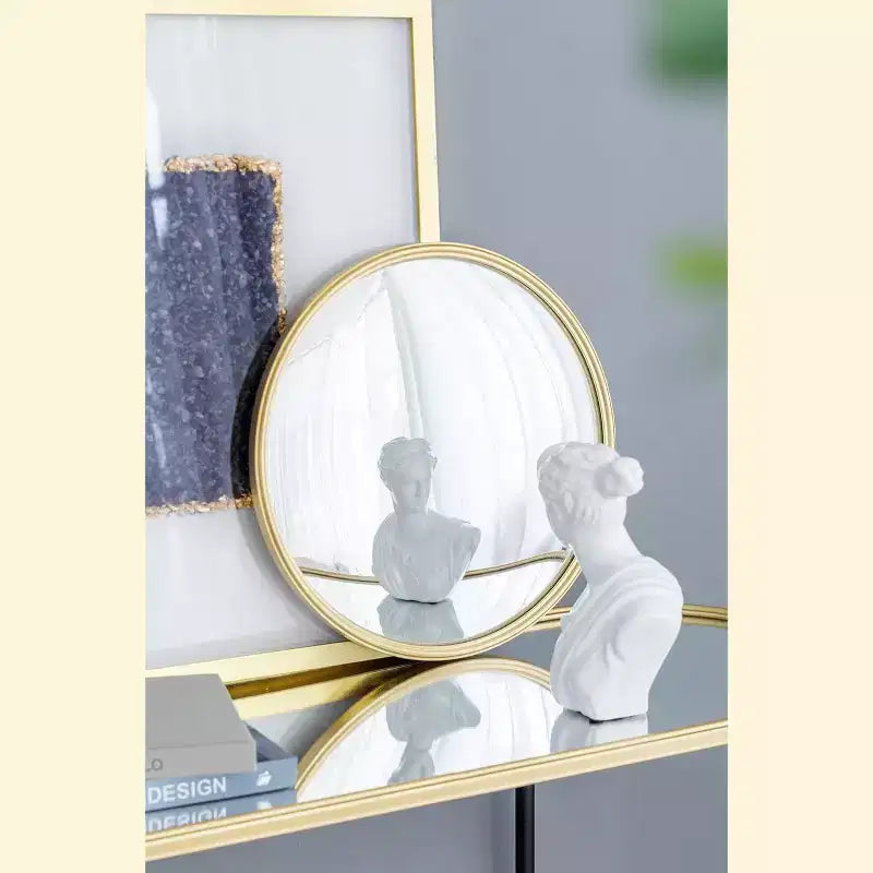 Miroir mural rond convexe avec cadre en fer, doré - Salon Chambre Coiffeuse Entrée