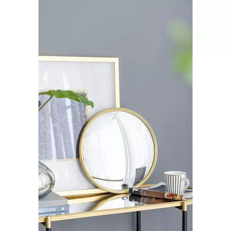 Miroir mural rond convexe avec cadre en fer, doré - Salon Chambre Coiffeuse Entrée
