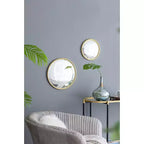 Miroir mural rond convexe avec cadre en fer, doré - Salon Chambre Coiffeuse Entrée