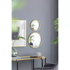 Miroir mural rond convexe avec cadre en fer, doré - Salon Chambre Coiffeuse Entrée