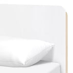 Lit simple – Blanc et naturel délavé, lit plateforme moderne pour enfants avec bords arrondis