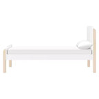 Lit simple – Blanc et naturel délavé, lit plateforme moderne pour enfants avec bords arrondis