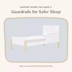 Lit simple – Blanc et naturel délavé, lit plateforme moderne pour enfants avec bords arrondis