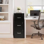 Meuble de classement à 3 tiroirs avec serrure, classeur vertical de bureau pour documents format lettre/légal, organisateur de rangement, noir