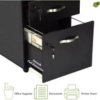 Meuble de classement à 3 tiroirs avec serrure, classeur vertical de bureau pour documents format lettre/légal, organisateur de rangement, noir