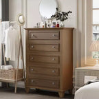 Commode à tiroirs, meuble de rangement en bois avec poignées métalliques, design moderne pour chambre, salon, entrée