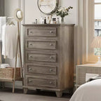 Commode à tiroirs, meuble de rangement en bois avec poignées métalliques, design moderne pour chambre, salon, entrée