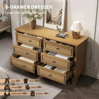 Commode à tiroirs, meuble de rangement en bois avec poignées métalliques, design moderne pour chambre, salon, entrée