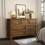 Commode à tiroirs, meuble de rangement en bois avec poignées métalliques, design moderne pour chambre, salon, entrée