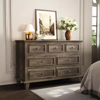 Commode à tiroirs, meuble de rangement en bois avec poignées métalliques, design moderne pour chambre, salon, entrée