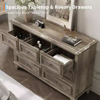 Commode à tiroirs, meuble de rangement en bois avec poignées métalliques, design moderne pour chambre, salon, entrée