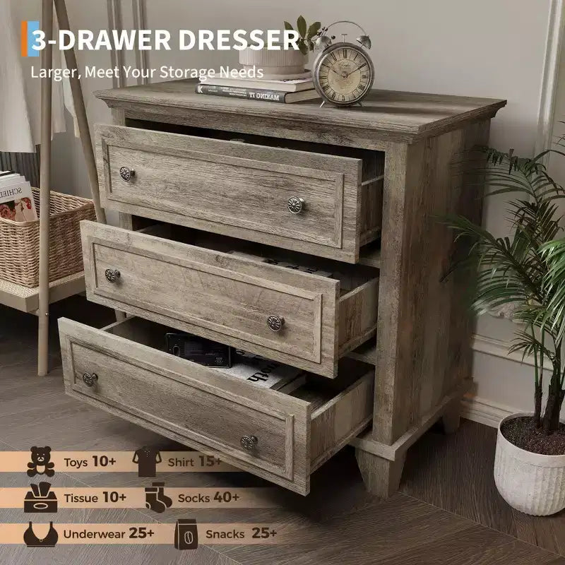 Commode à tiroirs, meuble de rangement en bois avec poignées métalliques, design moderne pour chambre, salon, entrée
