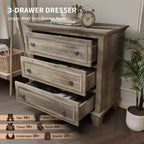 Commode à tiroirs, meuble de rangement en bois avec poignées métalliques, design moderne pour chambre, salon, entrée