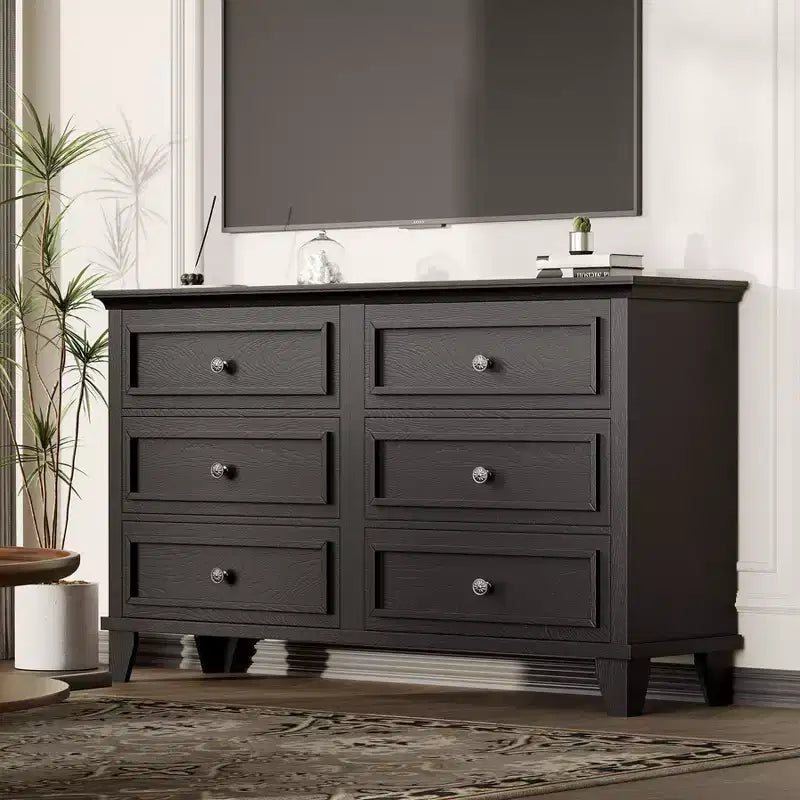 Commode à tiroirs, meuble de rangement en bois avec poignées métalliques, design moderne pour chambre, salon, entrée