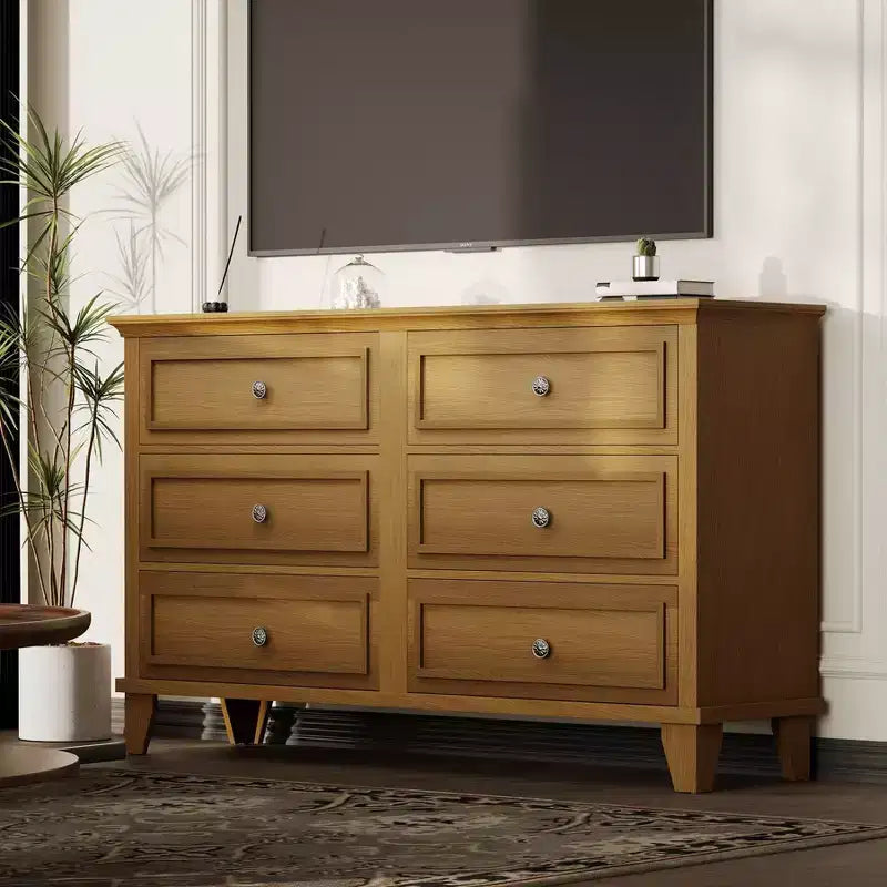 Commode à tiroirs, meuble de rangement en bois avec poignées métalliques, design moderne pour chambre, salon, entrée