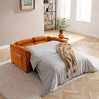 Canapé-lit convertible avec poches latérales et dossier réglable, causeuse rembourrée en velours pour salon, chambre à coucher