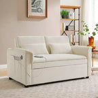 Okak Convertible Sofa Bed Couch with Side Pockets & Adjustable Backrest,Velvet Upholstered Loveseat Sofa for Living Room,Bedroom