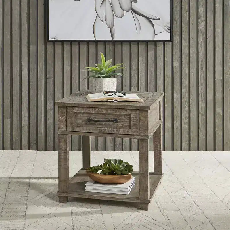 Table d'appoint rectangulaire taupe vieilli