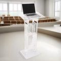 Pupitre, lutrin en acrylique de 109 cm, bureau portable pour ordinateur portable avec large surface de lecture et étagère de rangement, butoir de livres, transparent