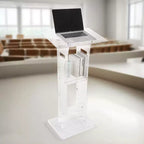 Pupitre, lutrin en acrylique de 109 cm, bureau portable pour ordinateur portable avec large surface de lecture et étagère de rangement, butoir de livres, transparent