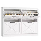 Meuble à chaussures avec 4 tiroirs basculants, armoire de rangement de chaussures large et discrète, simple et élégante, meuble à chaussures autoportant en bois.