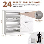 Meuble à chaussures avec 4 tiroirs basculants, armoire de rangement de chaussures large et discrète, simple et élégante, meuble à chaussures autoportant en bois.