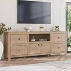 TV Stand for 80 in TVs, Long Entertainment Center with 6 Storage Drawer & Soundbar Shelf, Brown Television Consoles Stands for Living Room, Bedroom
