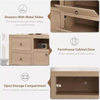 Meuble TV pour téléviseurs de 80 pouces, long meuble de rangement avec 6 tiroirs et étagère pour barre de son, meubles console marron pour salon et chambre