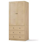Armoire en bois avec tringle et tiroirs, meuble de rangement à double porte pour chambre à coucher