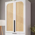 Armoire en bois avec tringle et tiroirs, meuble de rangement à double porte pour chambre à coucher