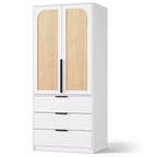 Armoire en bois avec tringle et tiroirs, meuble de rangement à double porte pour chambre à coucher