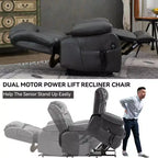 Fauteuil inclinable électrique gris en similicuir avec massage vibratoire 8 points et chauffage lombaire pour salon d'appartement