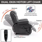 Fauteuil inclinable électrique gris en similicuir avec massage vibratoire 8 points et chauffage lombaire pour salon d'appartement