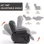 Fauteuil inclinable électrique gris en similicuir avec massage vibratoire 8 points et chauffage lombaire pour salon d'appartement